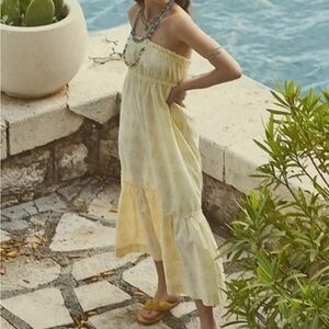 {NWOT} FREE PEOPLE Leanna Cream Strapless Floral Dress